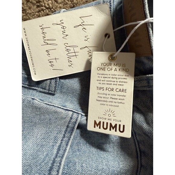 Show Me Your Mumu Long Denim Skirt Front Slit Light Wash Size 27 NWT - Picture 8 of 10